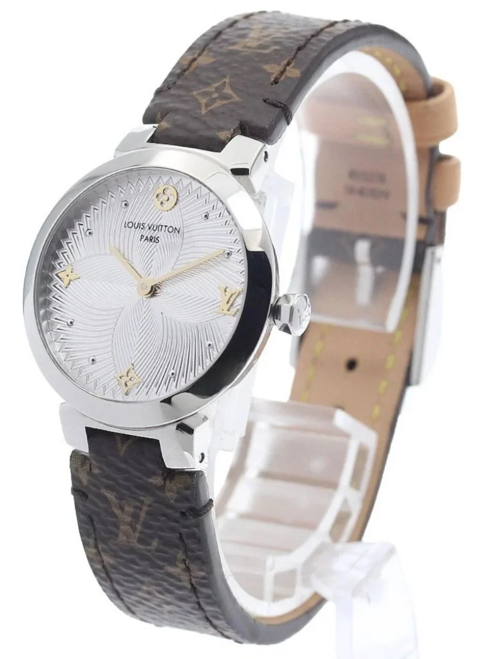 LOUIS VUITTON Tambour slim QA014 Silver Dial Quartz Ladies Watch_972938